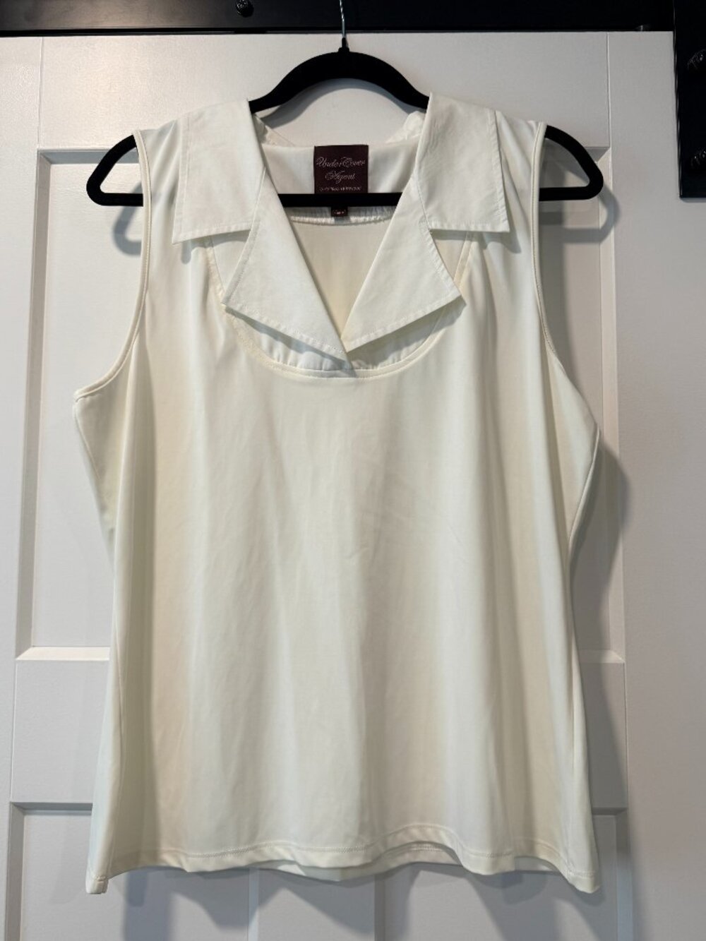 Under Cover Agent Dressy Tank Blouse w/ Collar in Cream Ladies XL